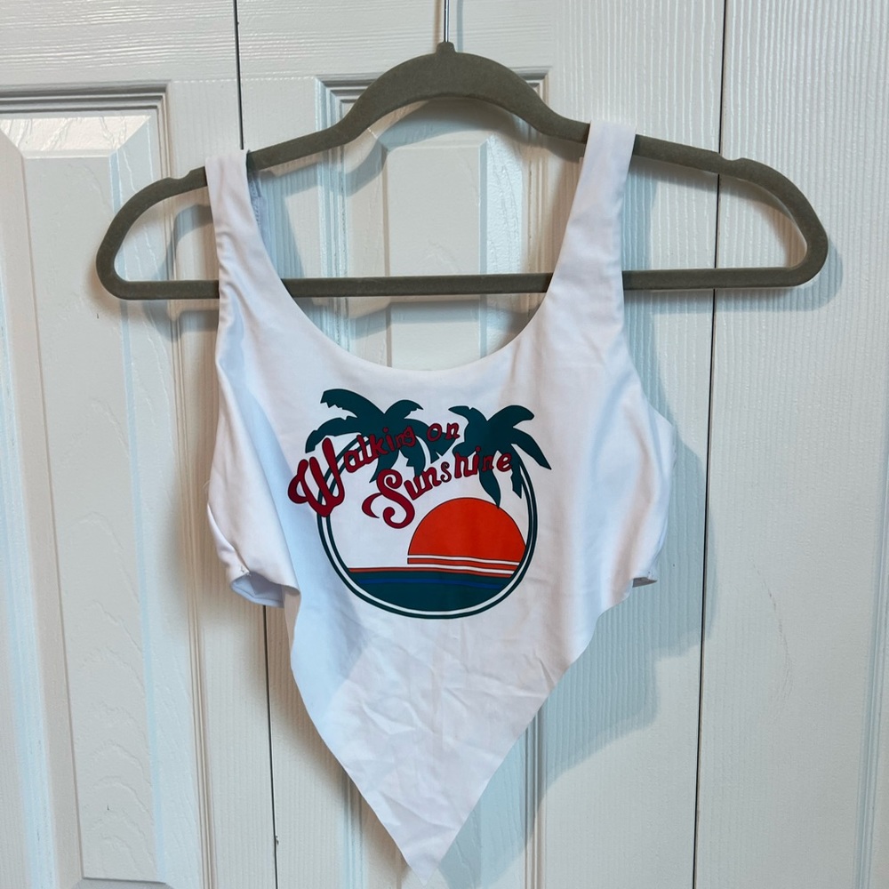 White knotted bikini top